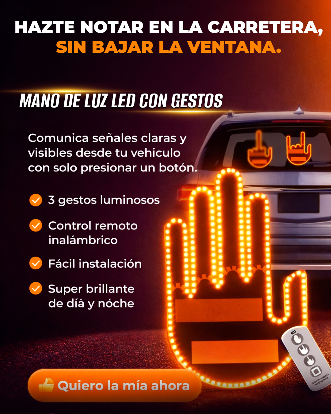 Mano de luz led con gesto