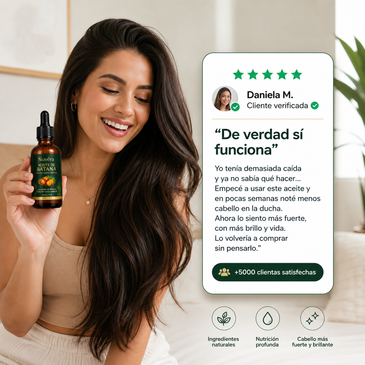 Nuvéra Aceite Capilar de Batana y Romero | Recupera un cabello fuerte y abundante