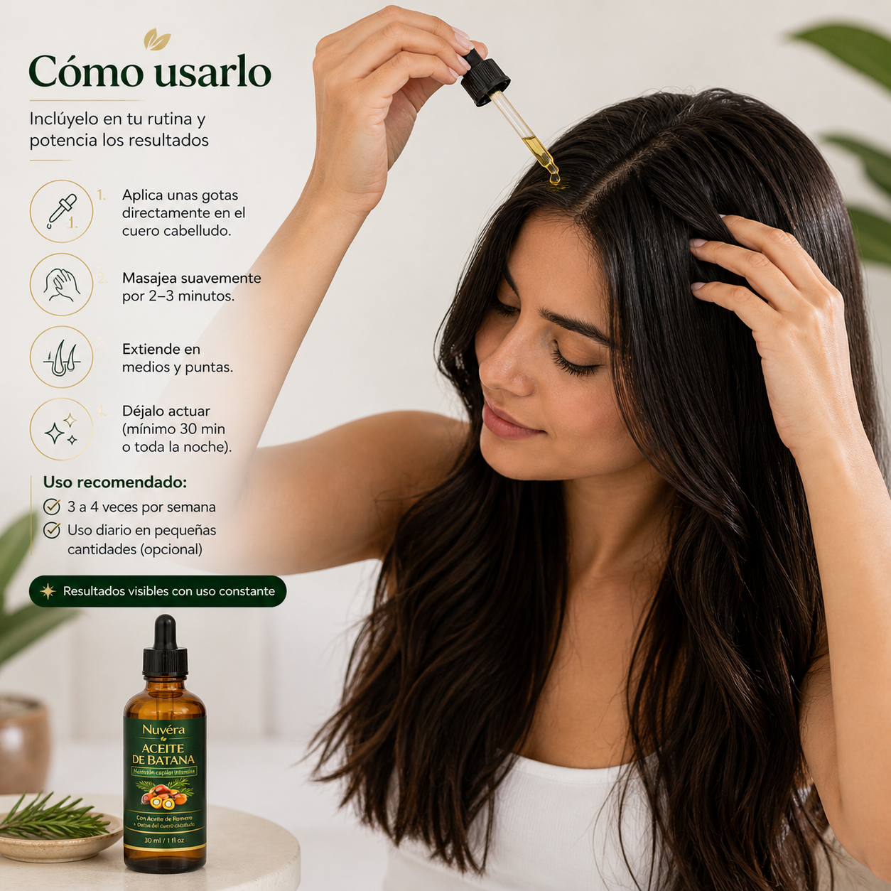 Nuvéra Aceite Capilar de Batana y Romero | Recupera un cabello fuerte y abundante