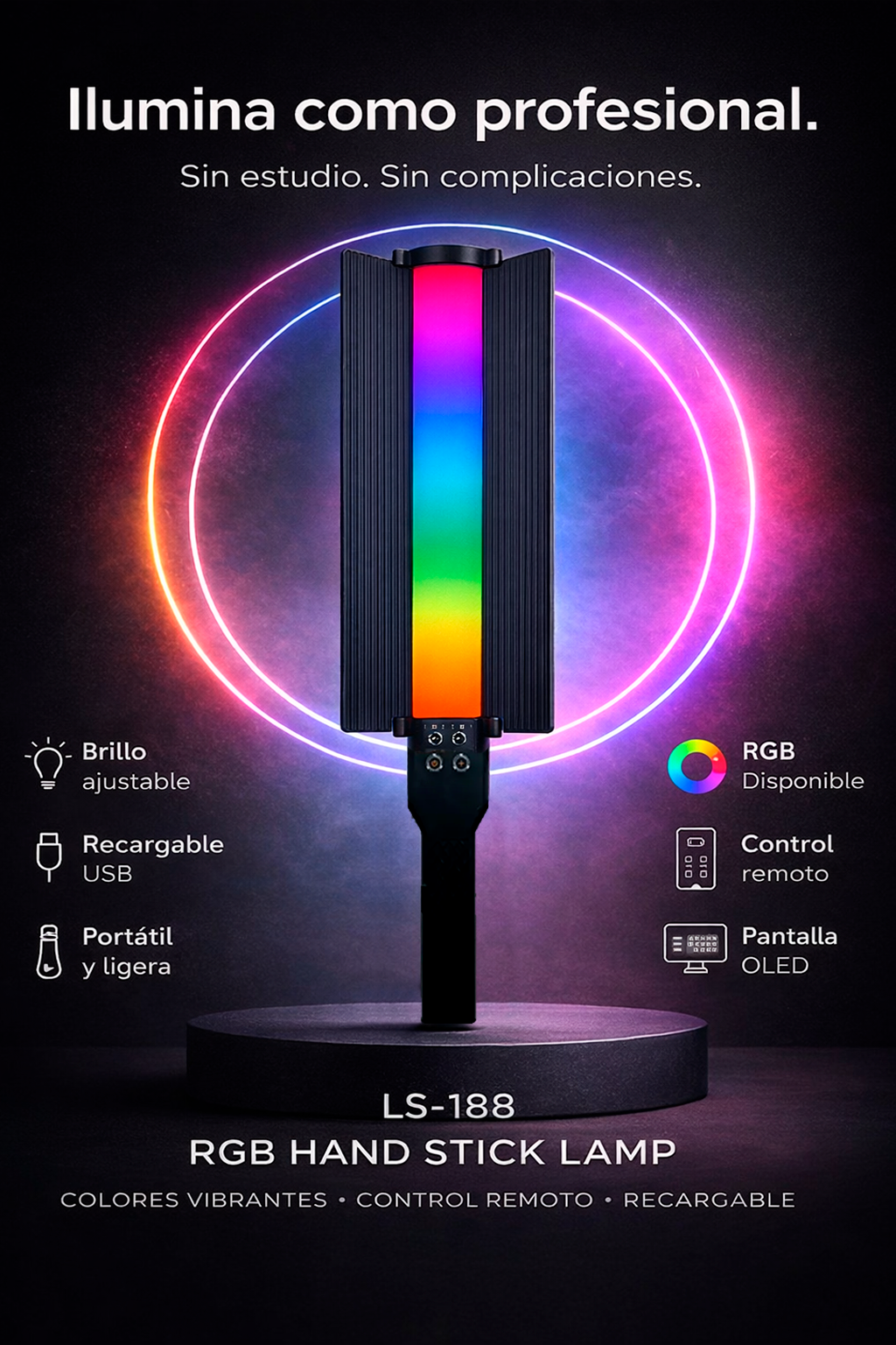 Barra LED RGB portátil de mano
